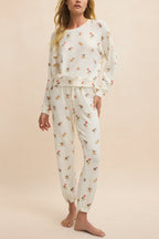 Ballari | White Jogger Pants with Dog Print