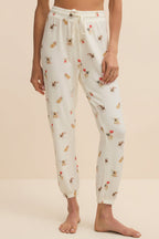 Ballari | White Jogger Pants with Dog Print