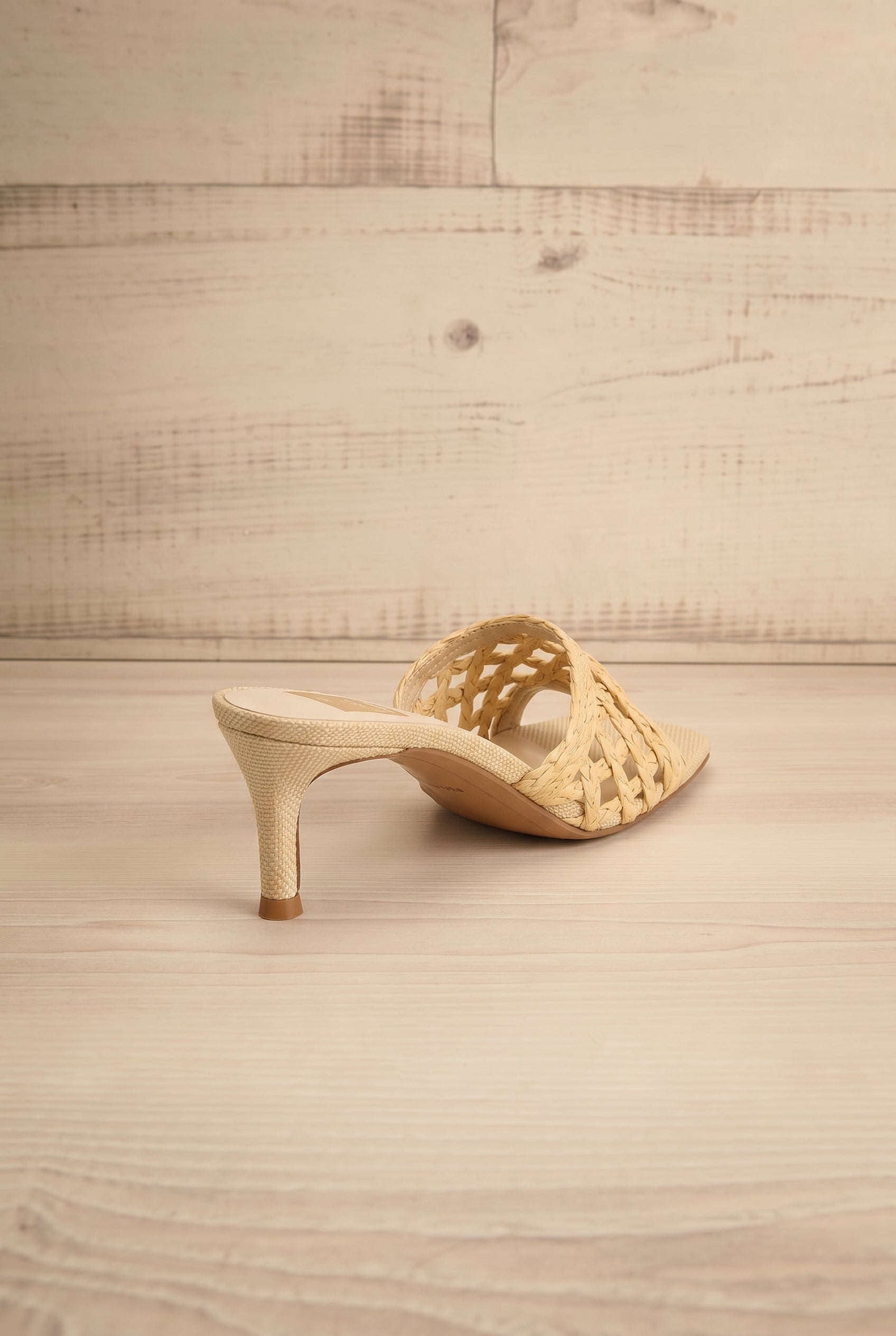 Boween Beige | Braided Raffia Kitten Heel Mules