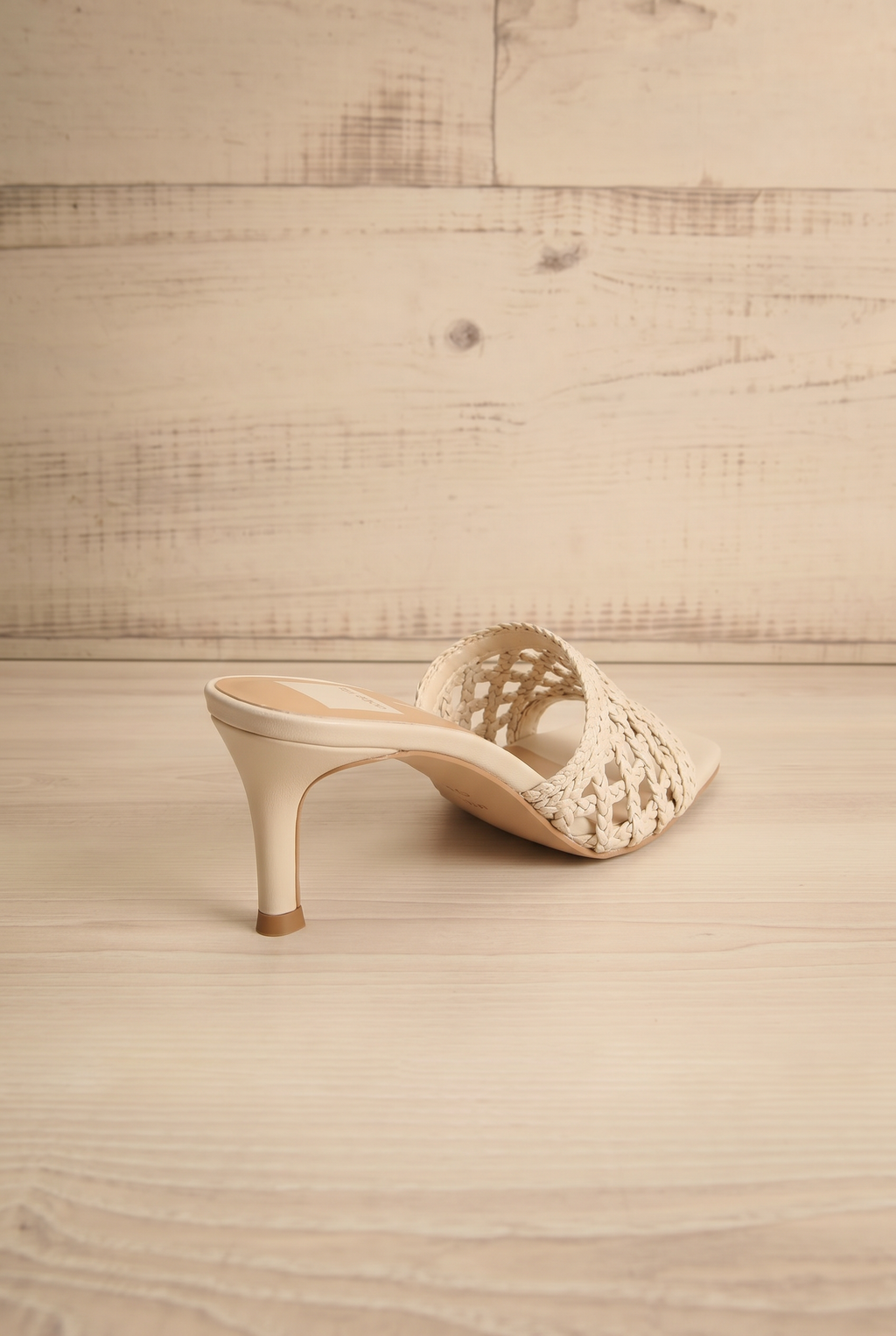 Boween Ivory | Braided Faux Leather Kitten Heel Mules