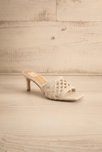 Boween Ivory | Braided Faux Leather Kitten Heel Mules