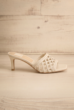 Boween Ivory | Braided Faux Leather Kitten Heel Mules