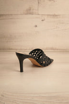 Boween Black | Braided Faux Leather Kitten Heel Mules