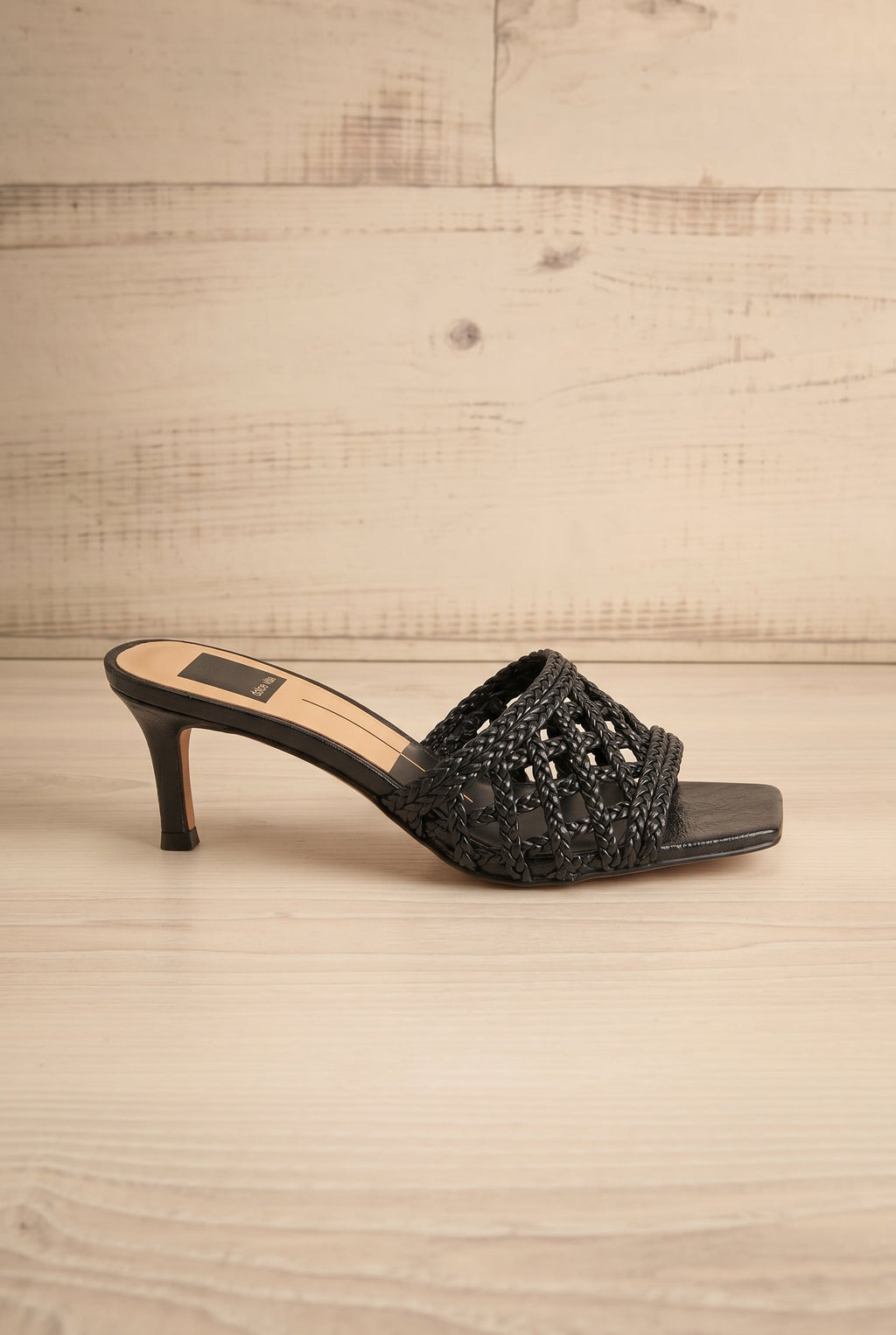 Boween Black | Braided Faux Leather Kitten Heel Mules