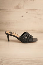 Boween Black | Braided Faux Leather Kitten Heel Mules