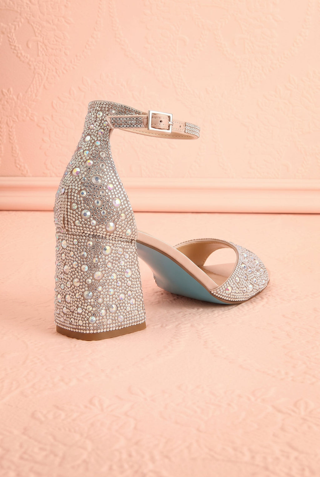 Cornelian Silver | Rhinestone Block Heel Sandals