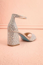 Cornelian Silver | Rhinestone Block Heel Sandals