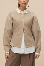 Ceduna Beige | Button-Up Flared Cardigan