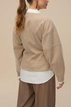 Ceduna Beige | Button-Up Flared Cardigan