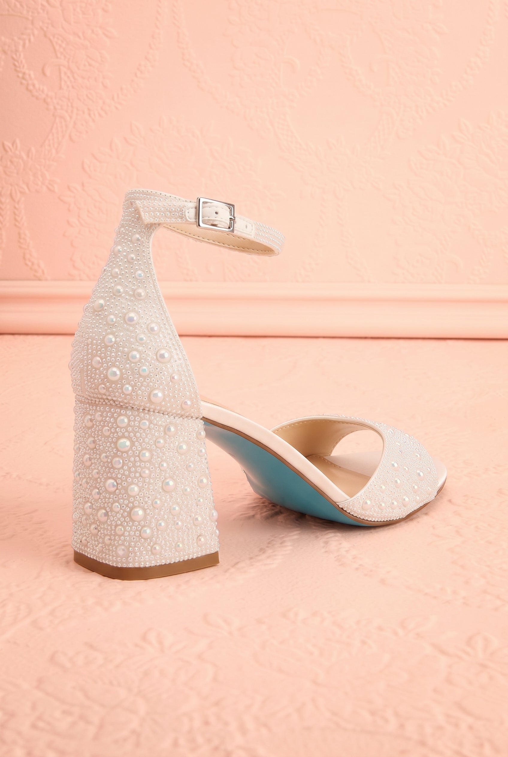 Cornelian Ivory | Rhinestone Block Heel Sandals