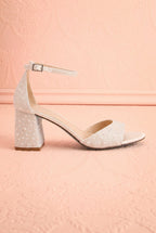 Cornelian Ivory | Rhinestone Block Heel Sandals