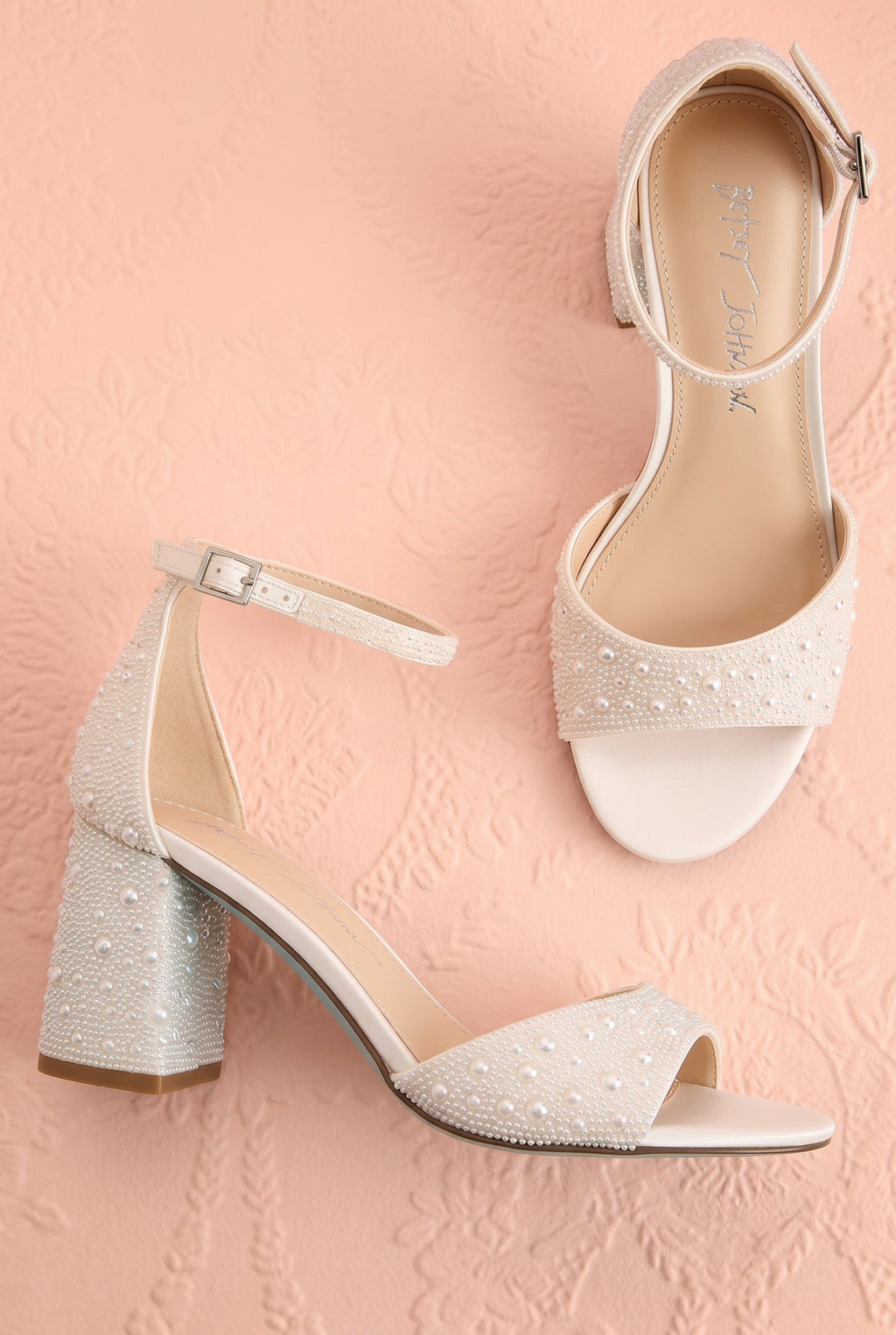 Cornelian Ivory | Rhinestone Block Heel Sandals
