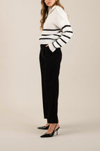 Cortona | Black Straight-Leg Pants with Pleats