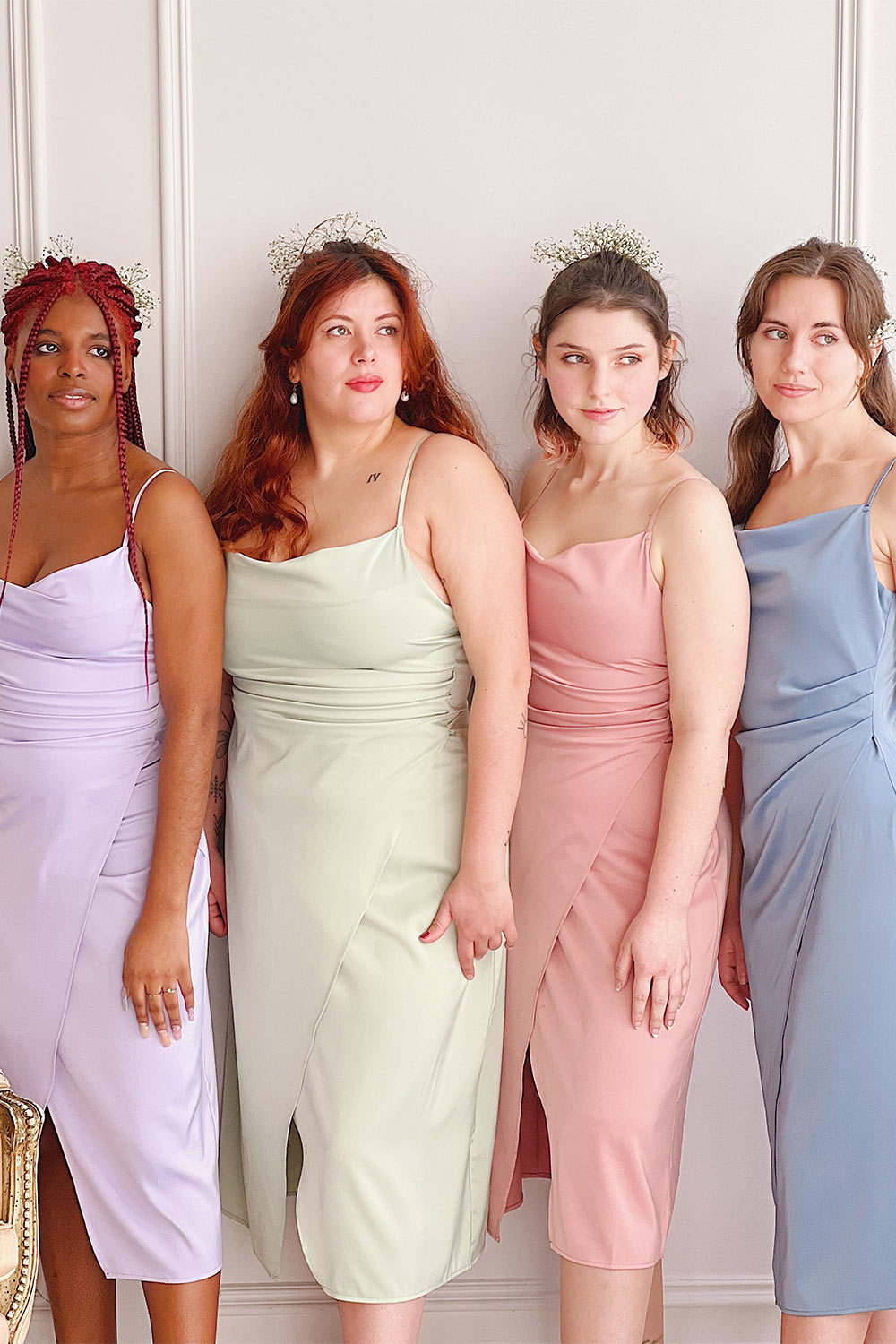 Chloe Teal | Cowl Neck Satin Midi Slip Dress