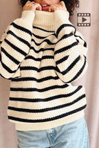 Arcot | Striped Knit Turtleneck Sweater