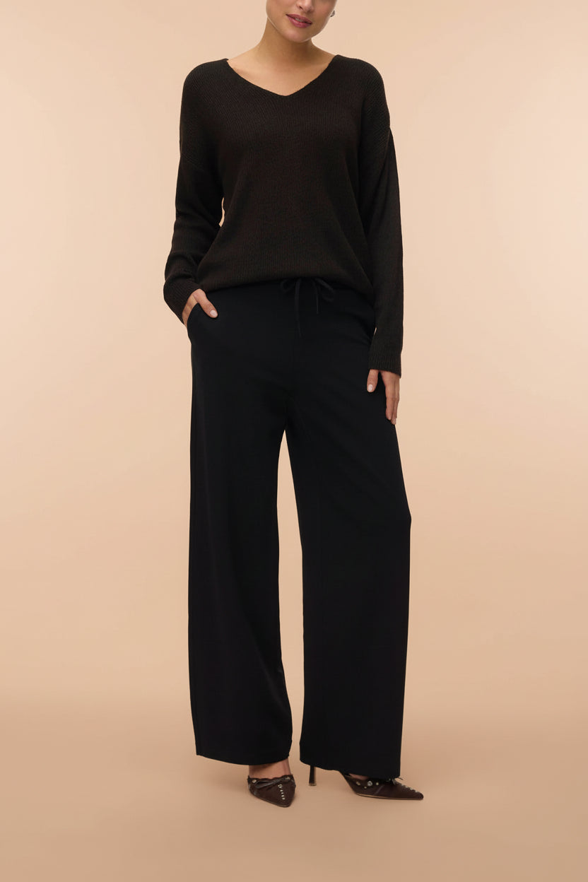 Daman Black | Wide Leg Pants with Drawstring