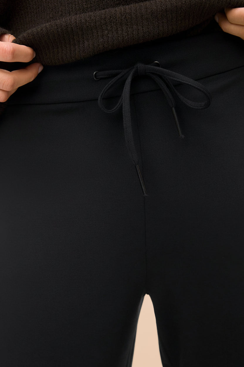 Daman Black | Wide Leg Pants with Drawstring