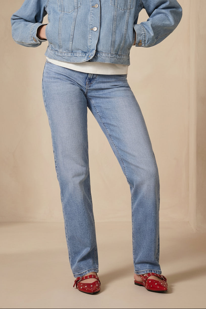 Fermo | Low-Rise Blue Denim Pants