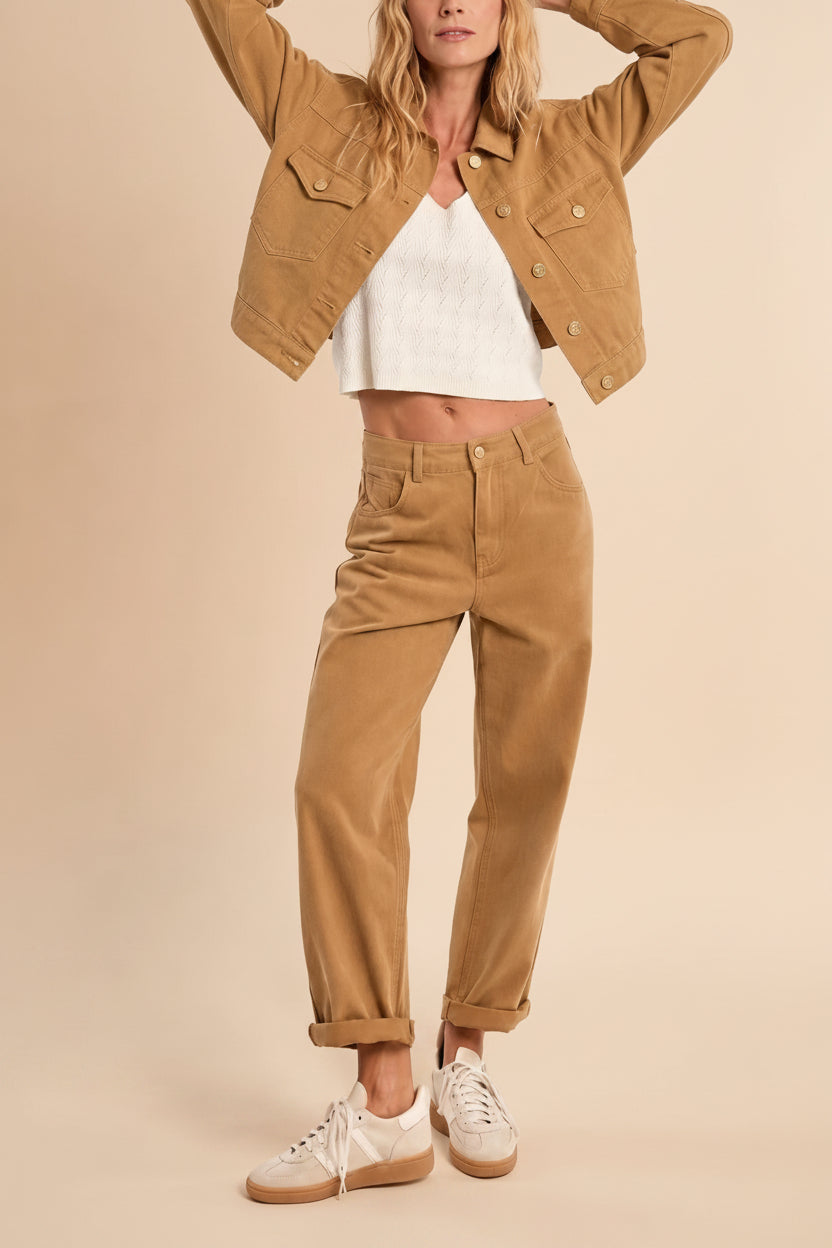 Guntur | Straight Leg Caramel Denim Pants