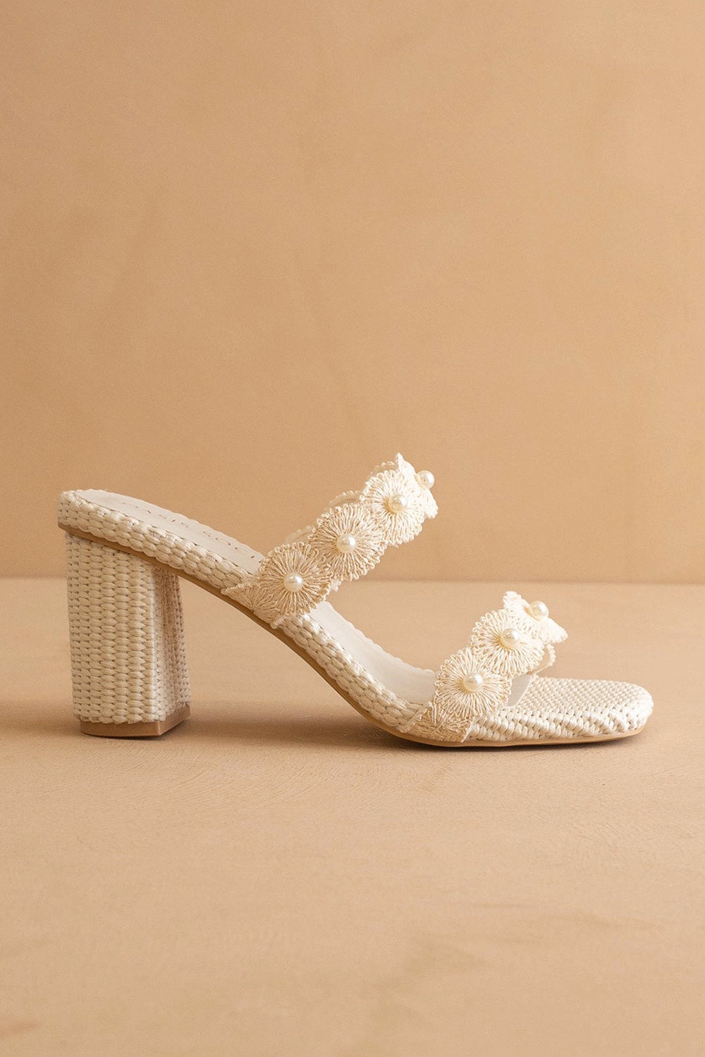 Helenna | Heeled Sandals with Floral Straps and Pearls
