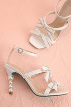 Jerusa Ivory | Sparkling High-Heel Sandals with Bows