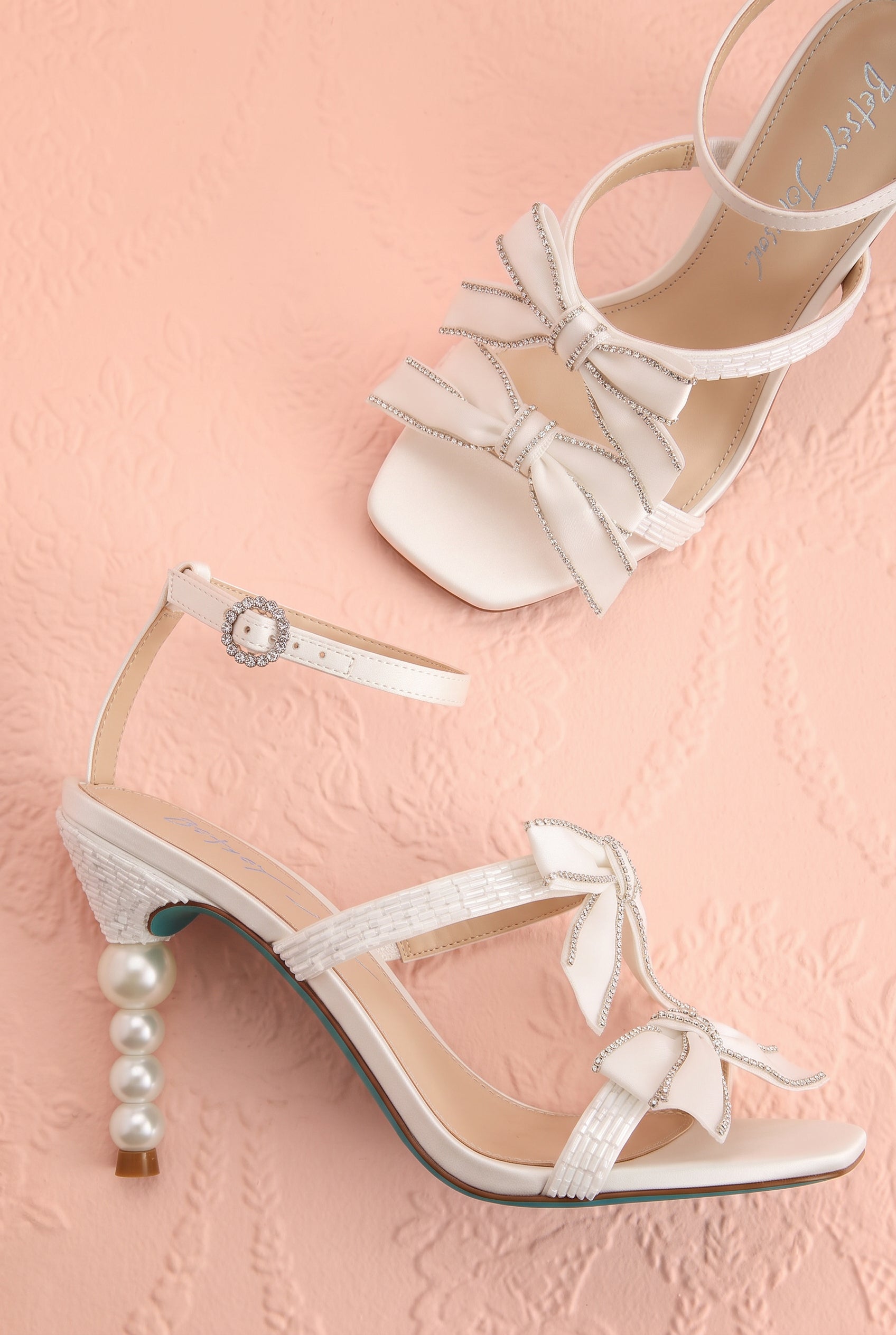 Jerusa Ivory | Sparkling High-Heel Sandals with Bows