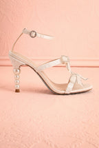 Jerusa Ivory | Sparkling High-Heel Sandals with Bows