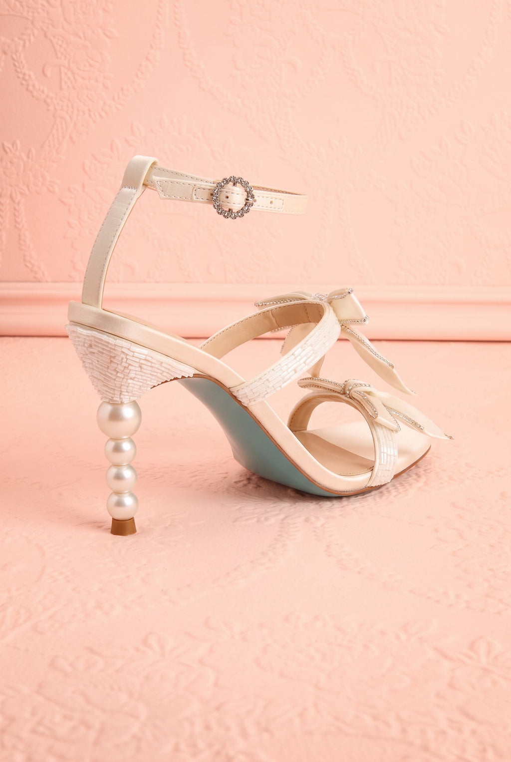 Jerusa Ivory | Sparkling High-Heel Sandals with Bows