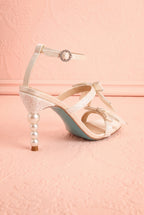 Jerusa Ivory | Sparkling High-Heel Sandals with Bows
