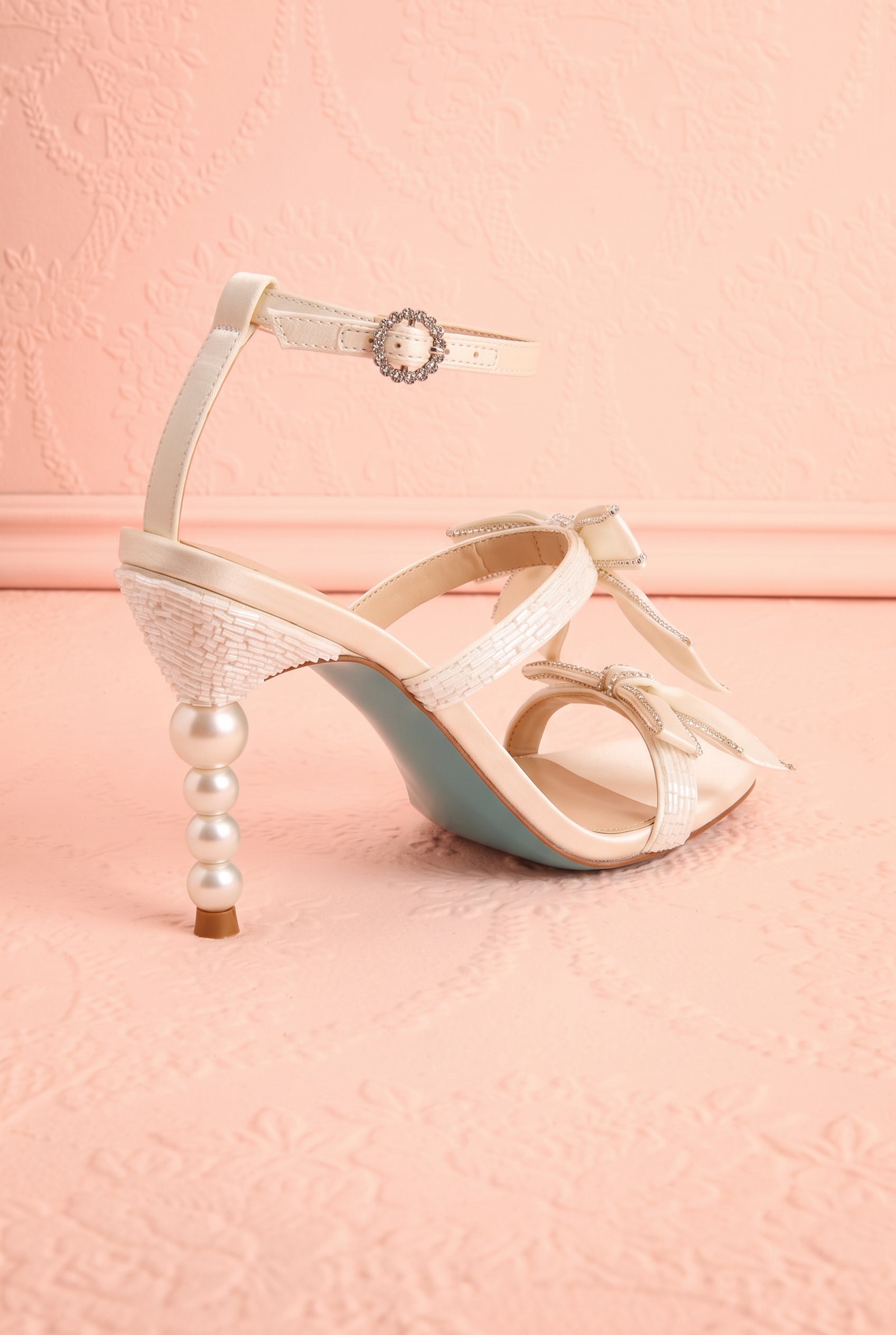 Jerusa Ivory | Sparkling High-Heel Sandals with Bows