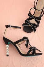 Jerusa Black | Sparkling High-Heel Sandals with Bows
