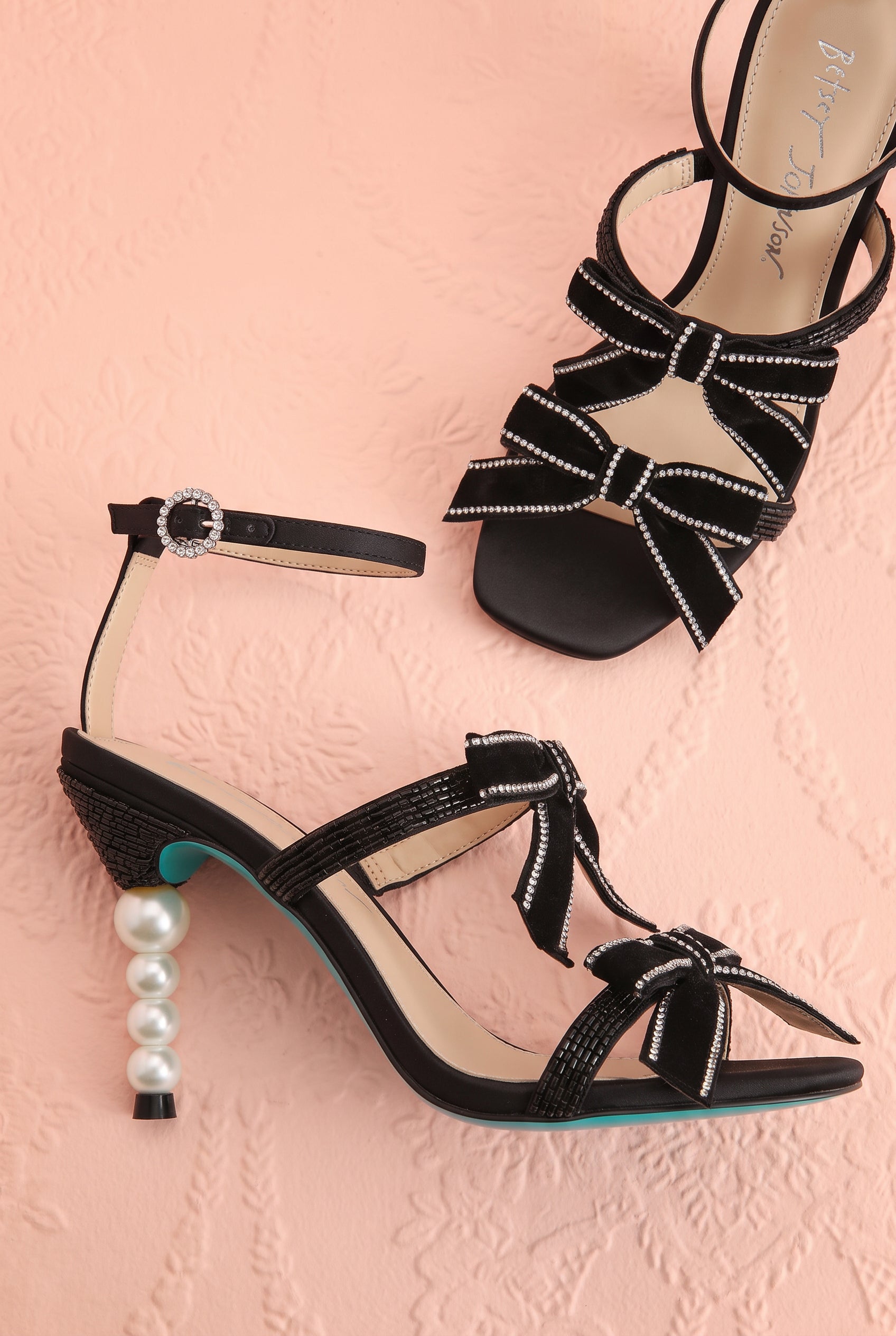 Jerusa Black | Sparkling High-Heel Sandals with Bows