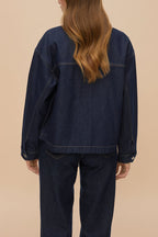 Matera Dark Wash | Denim Button-Up Jacket with Pockets