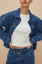 Matera Medium Wash | Denim Button-Up Jacket with Pockets