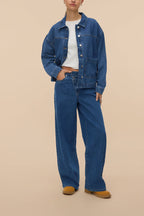 Matera Medium Wash | Denim Button-Up Jacket with Pockets