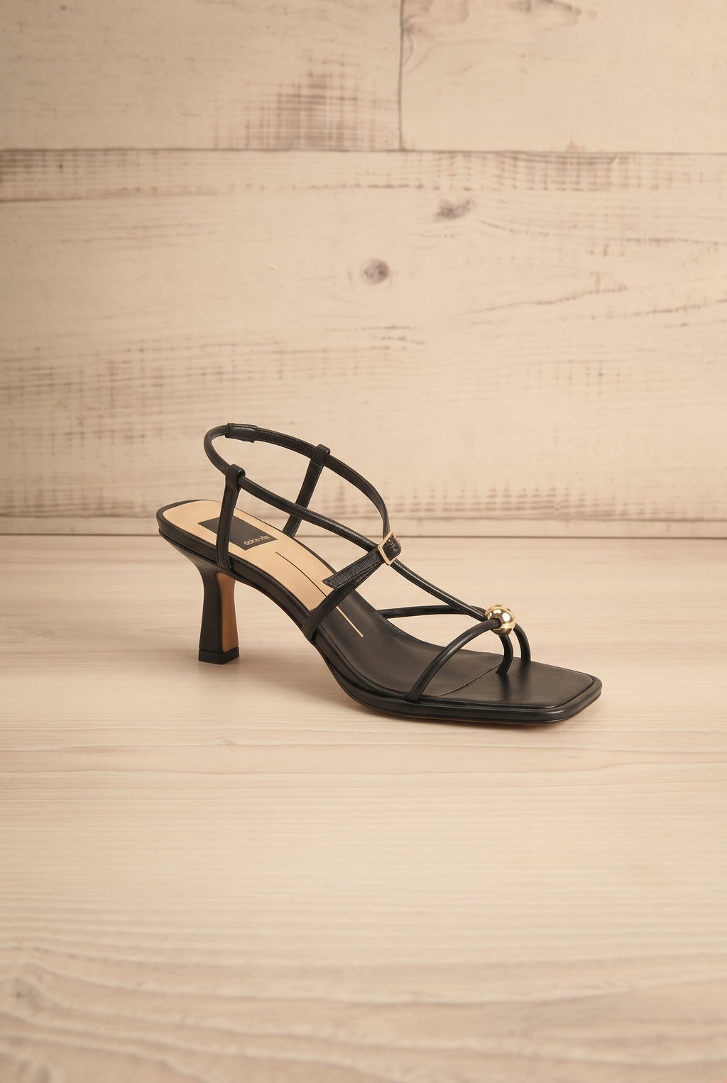 Mylee Black | Strappy Leather Sandals with Sculptural Heel