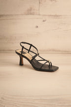 Mylee Black | Strappy Leather Sandals with Sculptural Heel