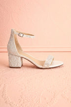 Orchidee | White Pearl Embellished Block Heel Sandals