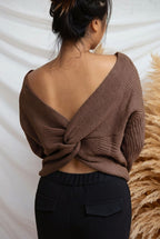 Patras Brown | V-Neck Knitted Sweater
