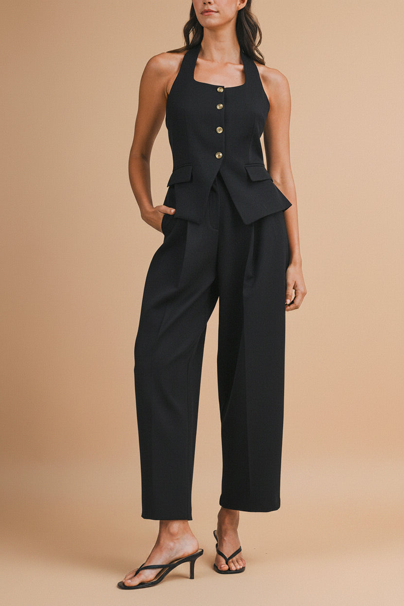 Raipur | Black Barrel Legs Tailored Pants