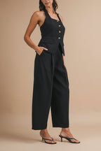 Raipur | Black Barrel Legs Tailored Pants