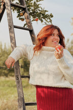 Seattle Ivory | Fuzzy Knit Turtleneck Sweater