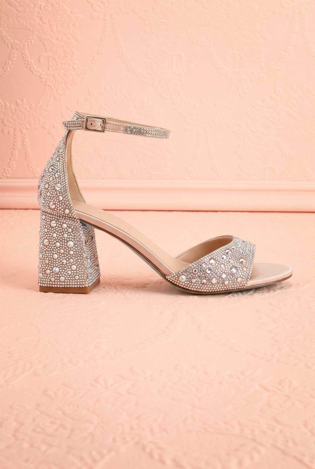 Cornelian Silver | Rhinestone Block Heel Sandals