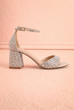 Cornelian Silver | Rhinestone Block Heel Sandals