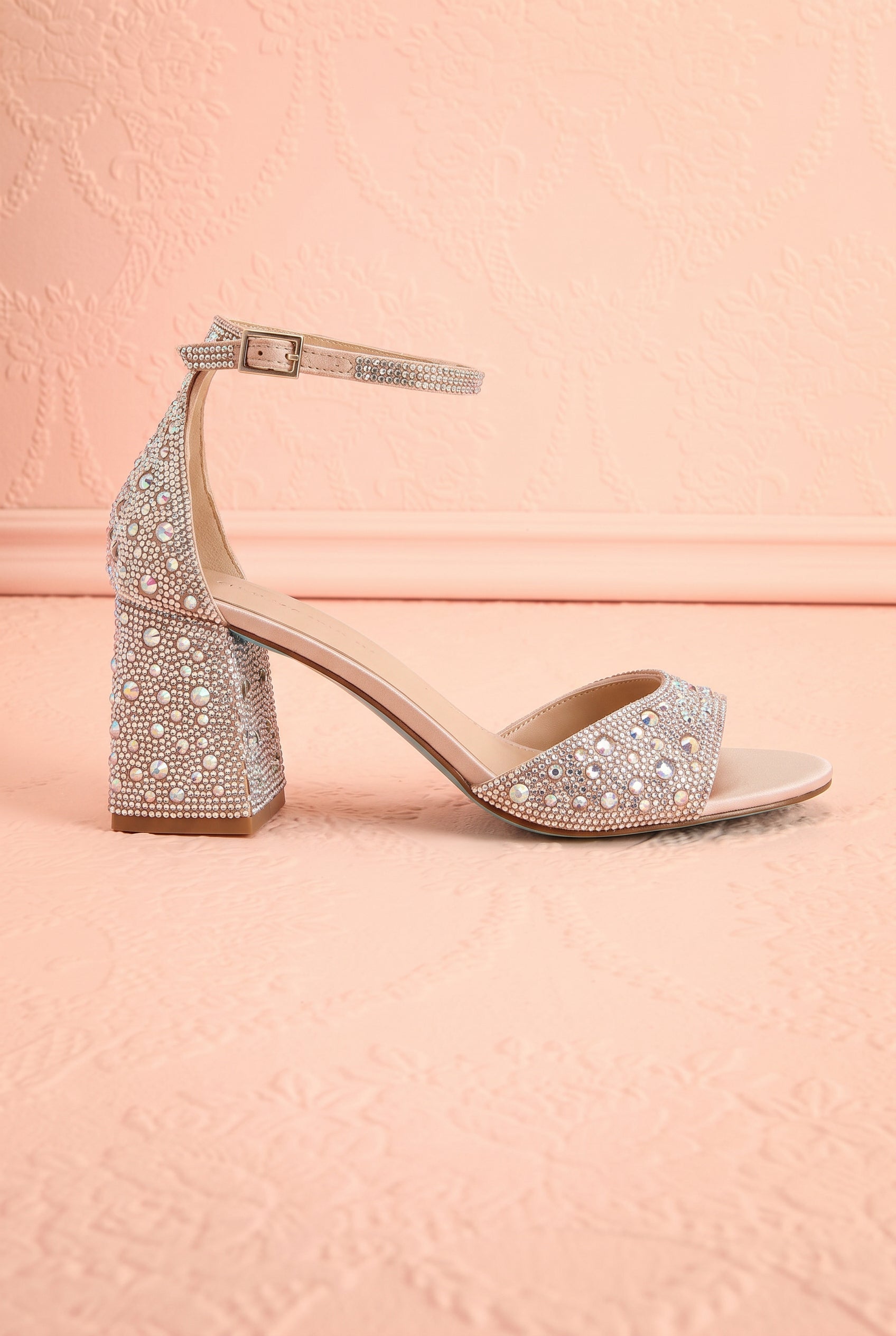 Cornelian Silver | Rhinestone Block Heel Sandals