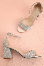 Cornelian Silver | Rhinestone Block Heel Sandals
