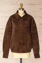 Tortona | Brown Faux Suede Oversized Jacket