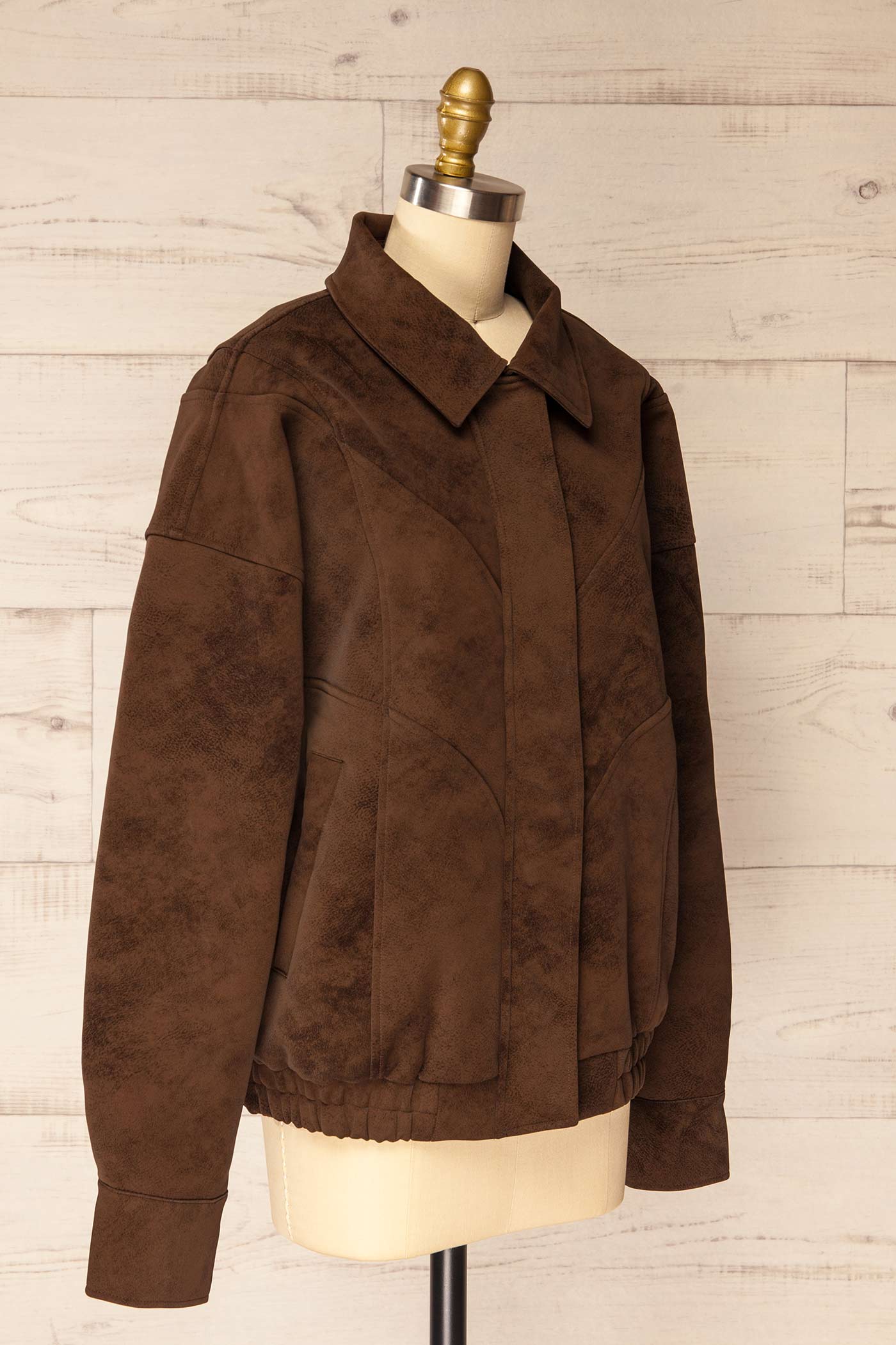 Tortona | Brown Faux Suede Oversized Jacket