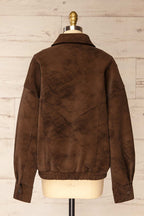 Tortona | Brown Faux Suede Oversized Jacket