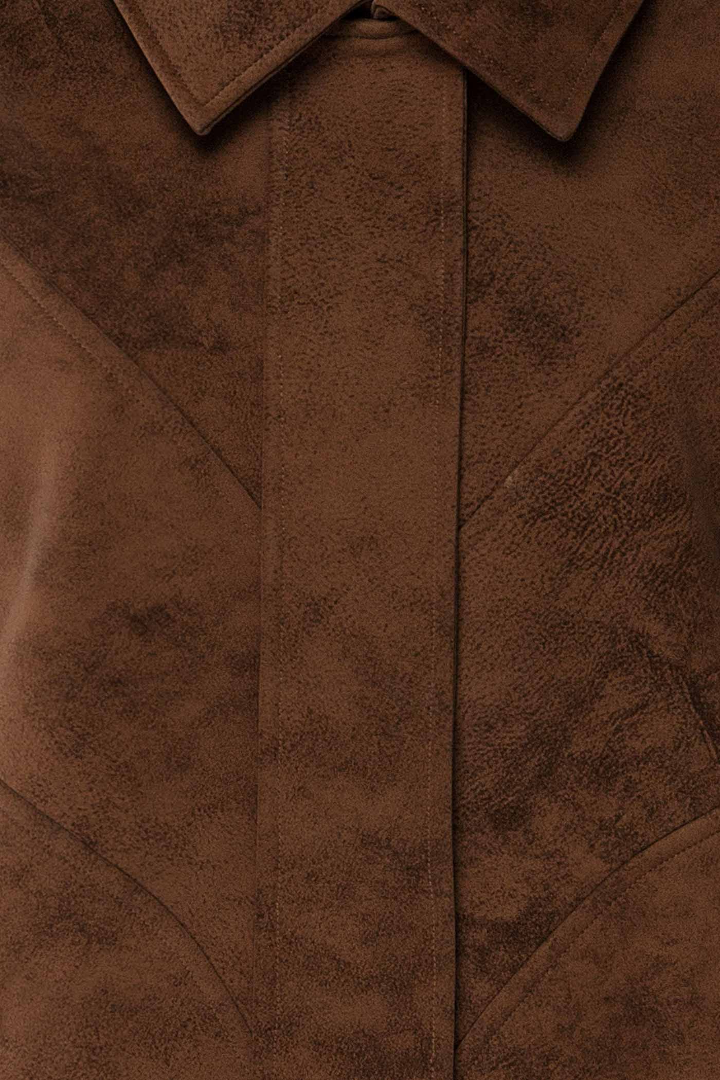 Tortona | Brown Faux Suede Oversized Jacket